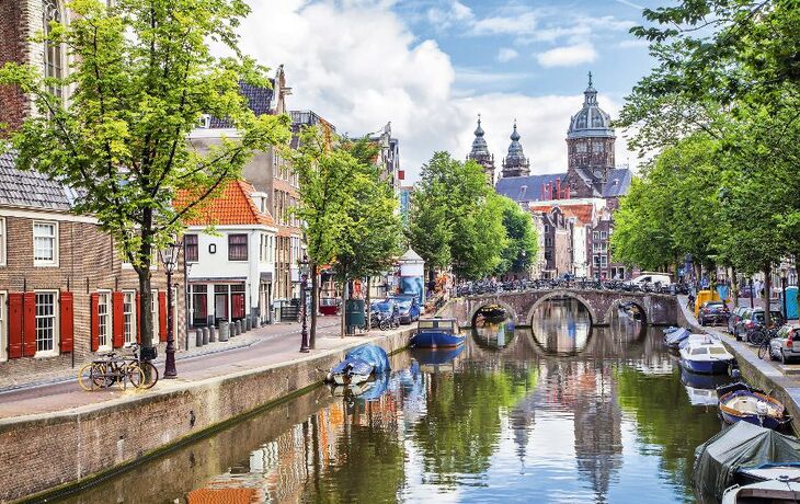 Canal and St. Nicolas Church in Amsterdam