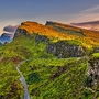 Quiraing Sonnenuntergang in der Isle of Skye, Schottland, United Kin