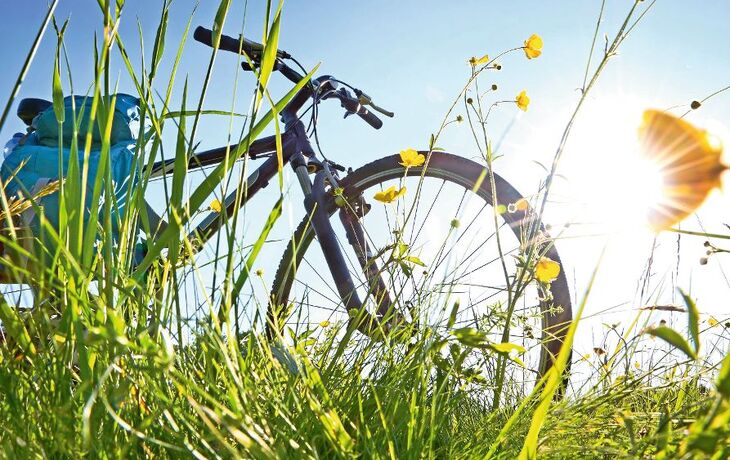 Trekkingbike Pause im Gegenlicht