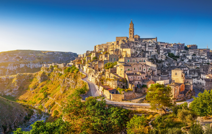 Antike Stadt Matera bei Sonnenaufgang,Basilicata,Italien