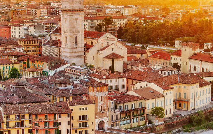 Verona von hoch - Ponte Pietra - Italien