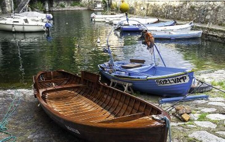Cannero Riviera, Lake Maggiore, small fishing harbor color image